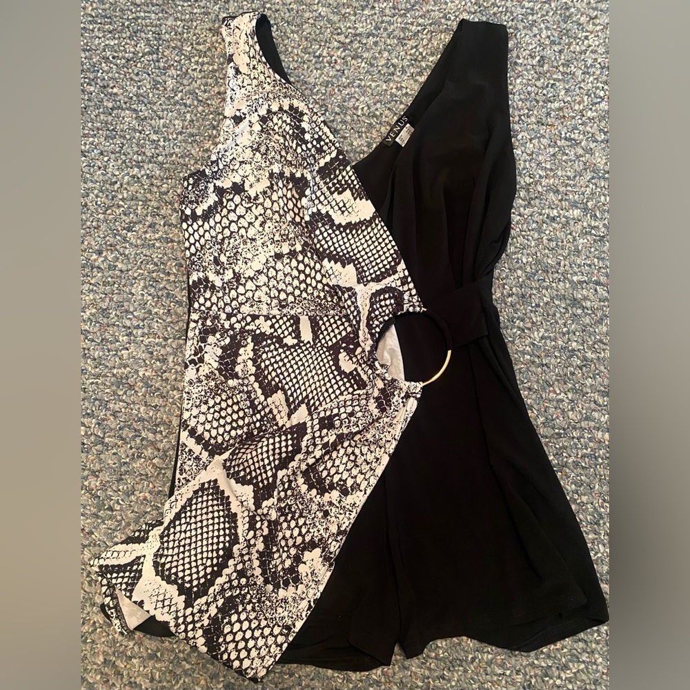Stylish Venus Black and Snake Print Romper